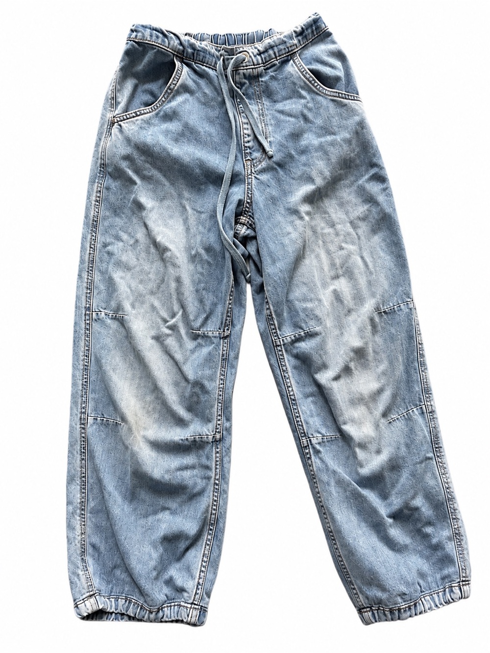 Light Blue drawstring barrel style jeans